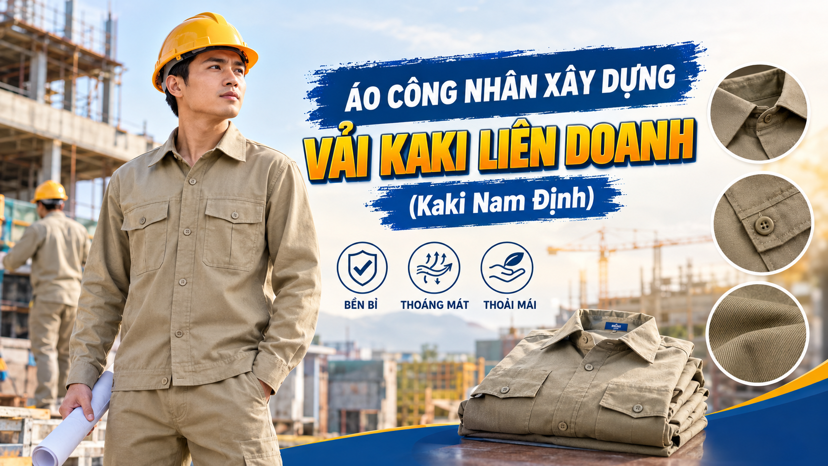 Top 3 mẫu áo công nhân xây dựng vãi kaki siêu bền